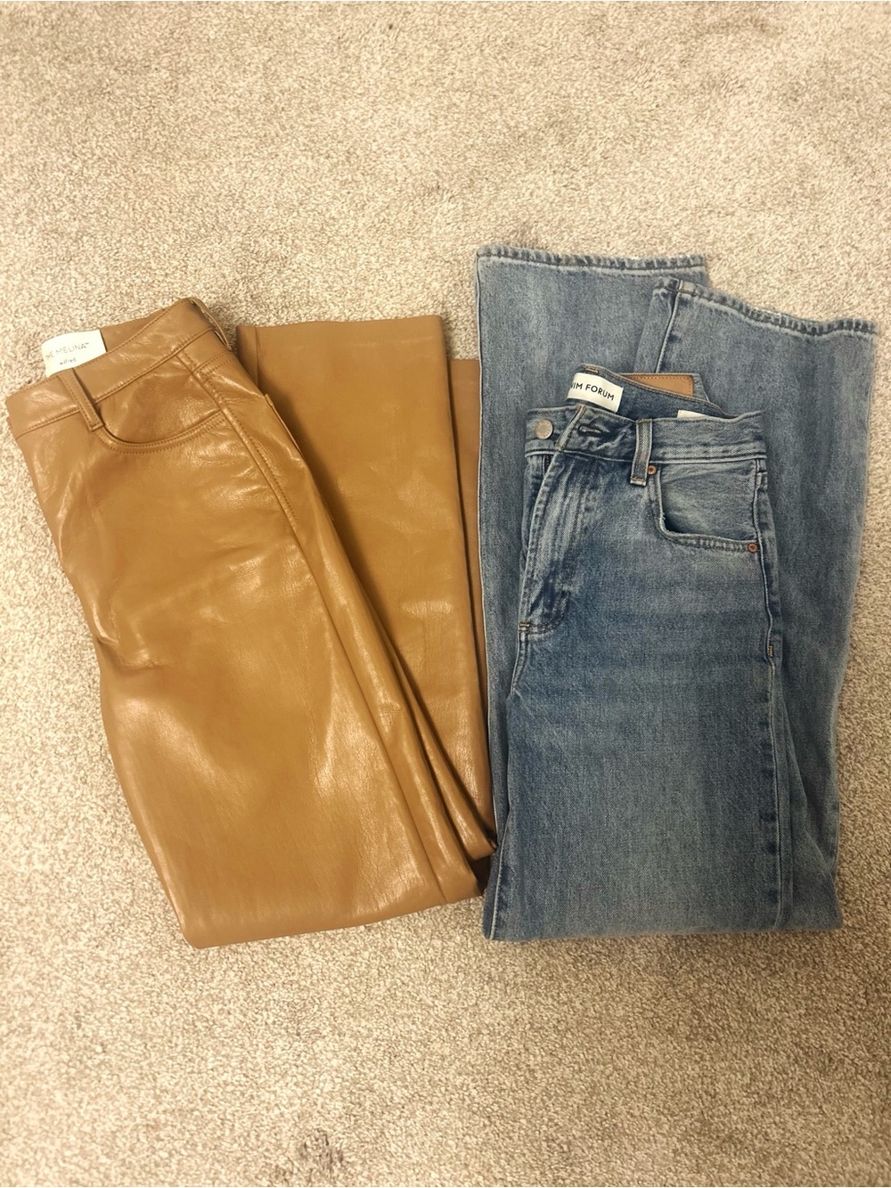 Aritzia Straight Leg Jeans and Tan Leather Jeans